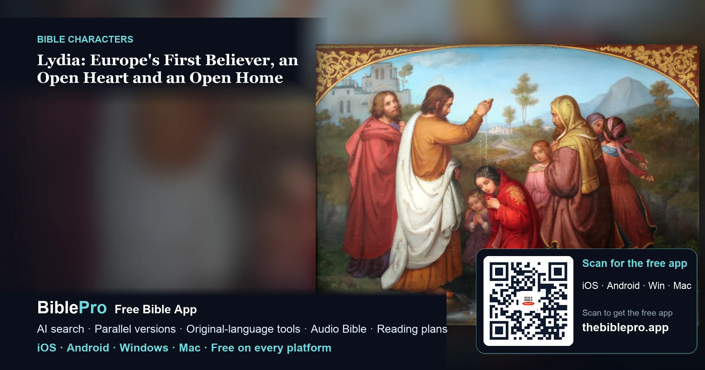 Lydia: Europe's First Believer, an Open Heart and an Open Home